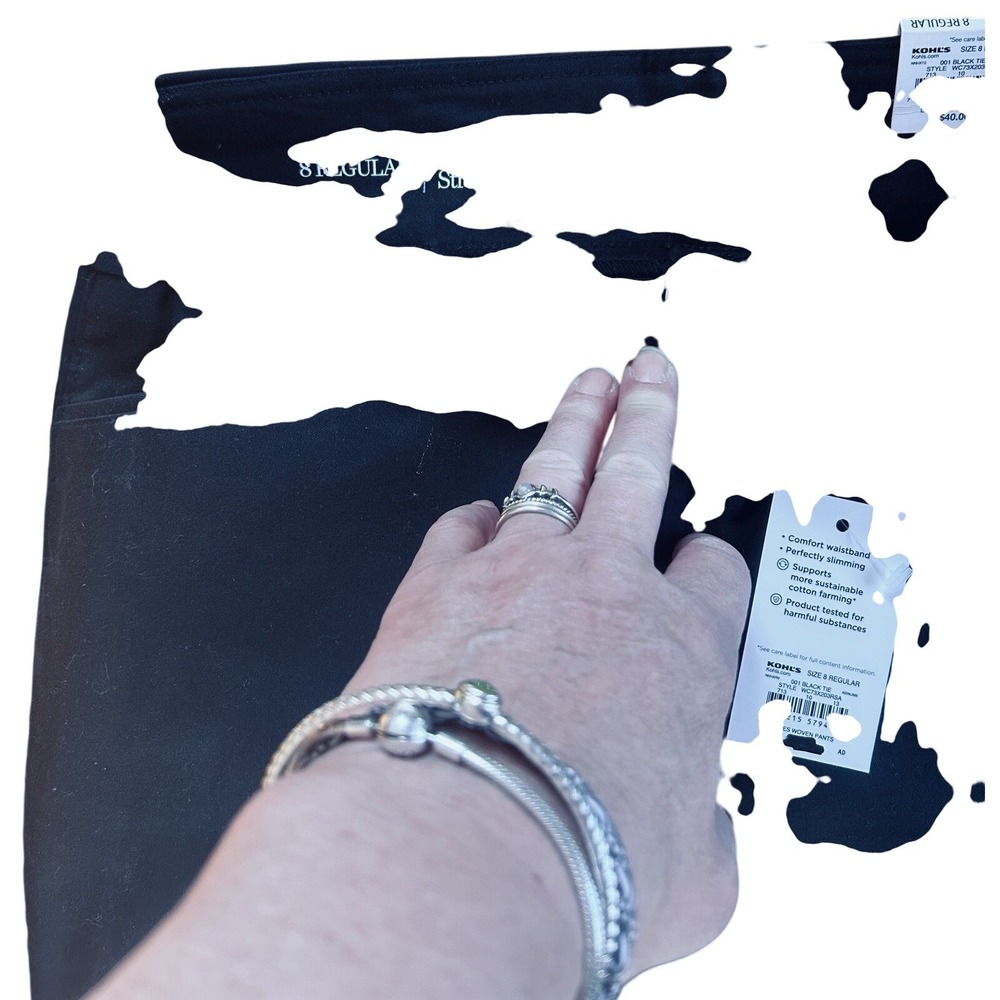 NWT Croft & Barrow The Effortless Stretch Chino Pant Mid Rise Black Sz8 Cotton - Picture 10 of 10